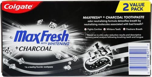 Colgate Max Fresh Toothpaste + Charcoal Mint – 6 oz, 2-Pack