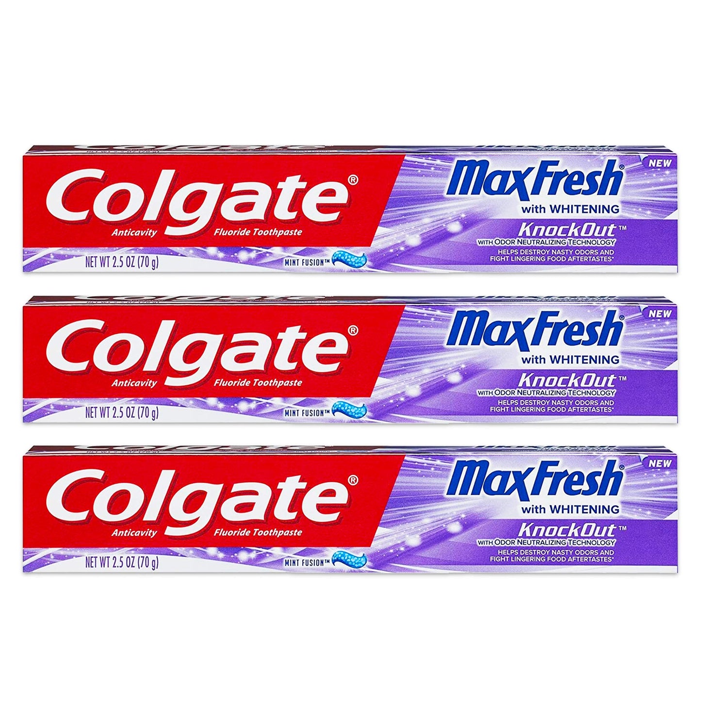 Colgate Max Fresh KnockOut Gel Toothpaste – 2.5 oz, 3-Pack | Fights Cavities & Whitens