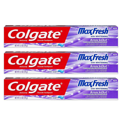 Colgate Max Fresh KnockOut Gel Toothpaste – 2.5 oz, 3-Pack | Fights Cavities & Whitens