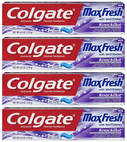 Colgate Max Fresh Knockout Toothpaste - Odor Neutralizing Technology - 6 oz Tubes (4-Pack)