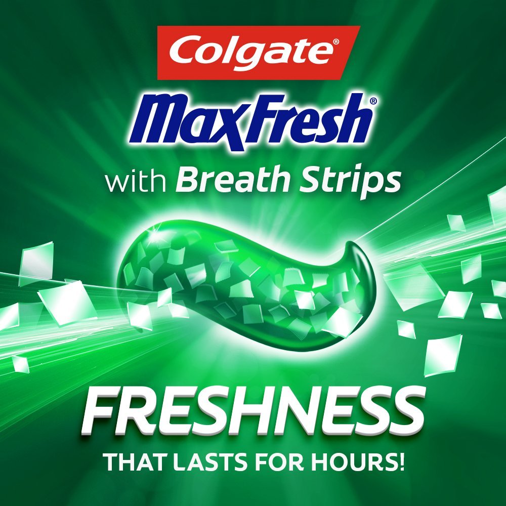 Colgate Max Fresh Whitening Toothpaste with Mini Breath Strips – Clean Mint – 6 oz (2 Pack)