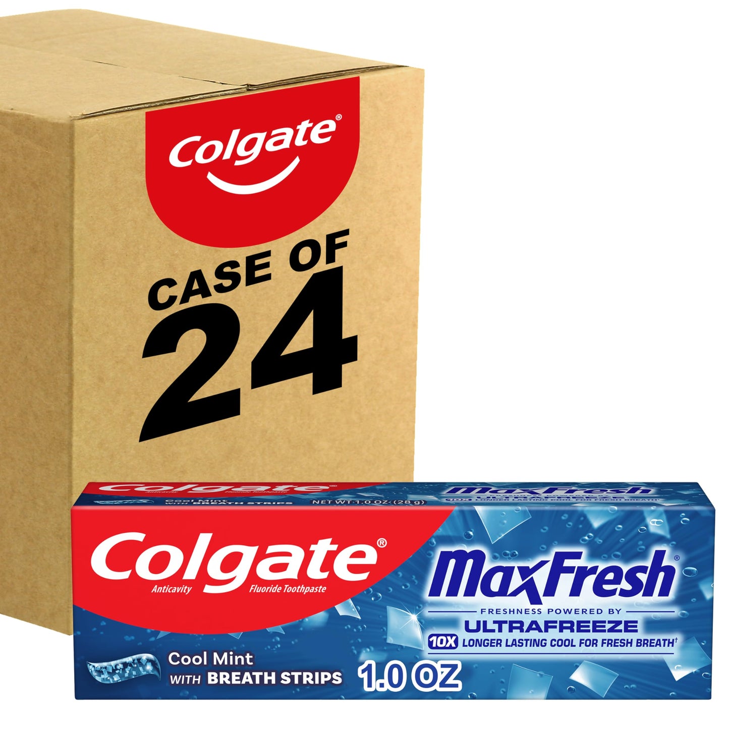 Colgate Max Fresh Travel Size Toothpaste with Breath Strips – Cool Mint (24 Pack)