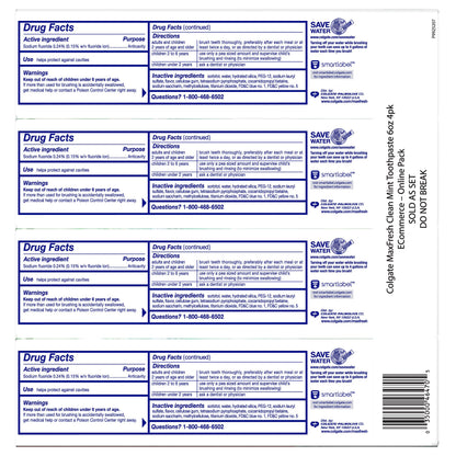 Colgate Max Fresh Whitening Toothpaste with Breath Strips - Clean Mint - 6 oz 4-Pack