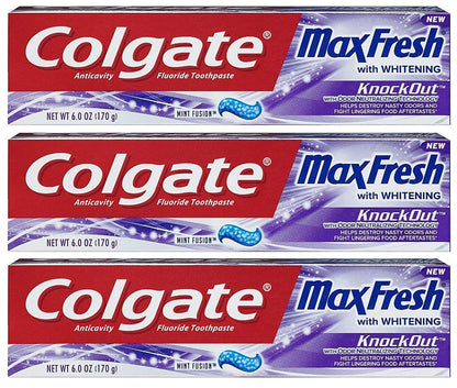 Colgate MaxFresh KnockOut Toothpaste - Odor Neutralizing Technology, 6 oz per Tube, Pack of 3