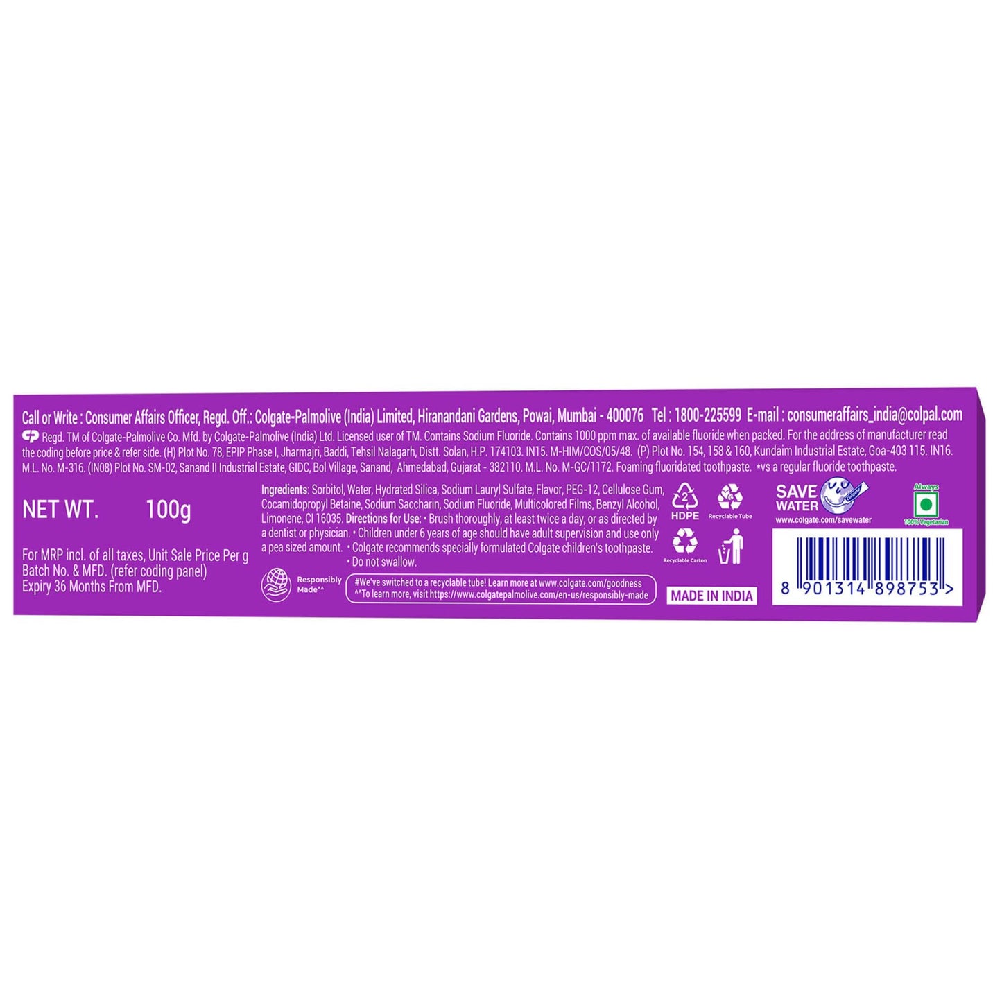 Colgate MaxFresh Rainbow Fresh Gel Toothpaste – Ultrafreeze, Vegan & Gluten-Free 100g
