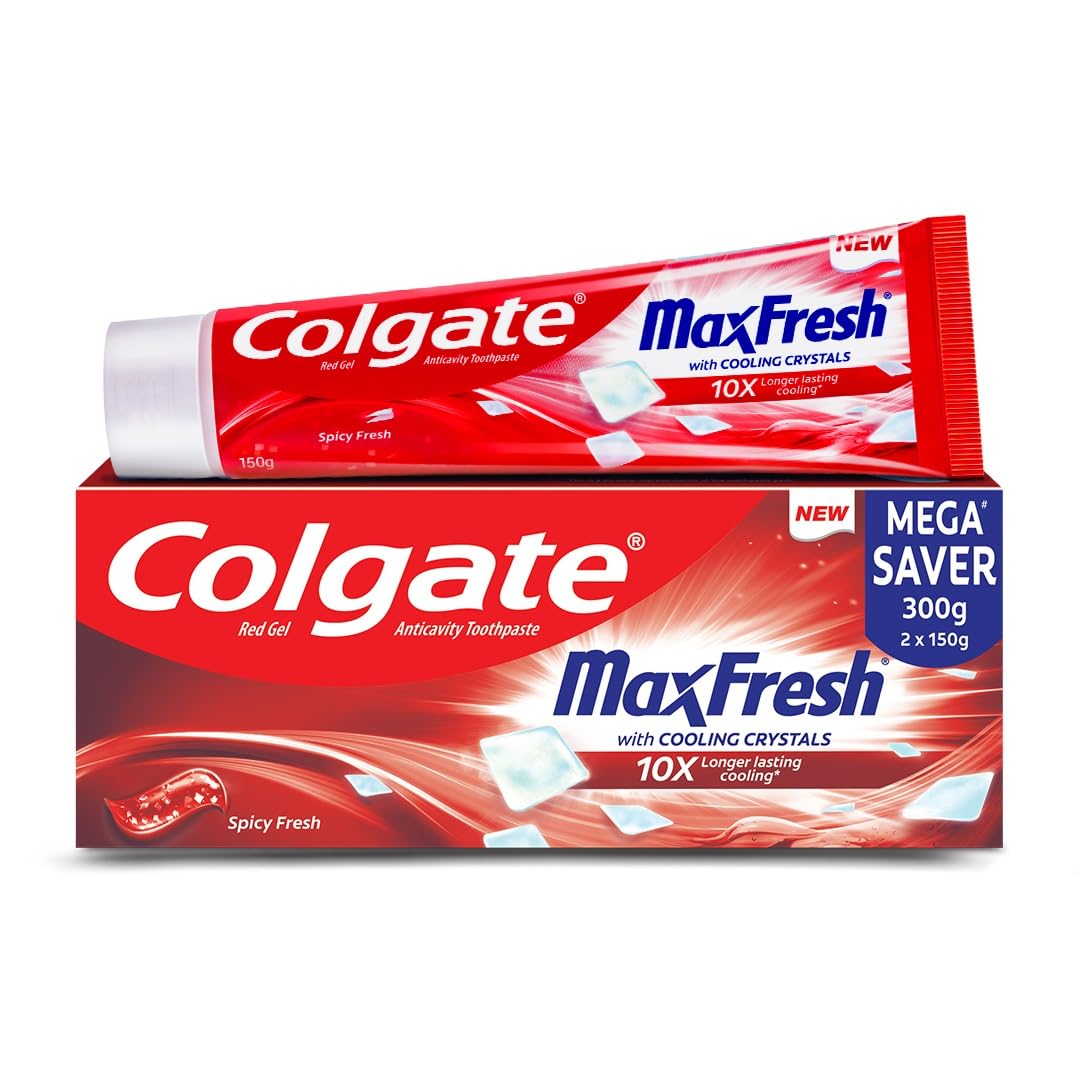 Colgate MaxFresh Red Gel Toothpaste 2x150g Combo Pack – Spicy Fresh