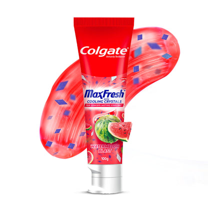 Colgate MaxFresh Watermelon Blast Gel Toothpaste – Ultrafreeze, Cooling Crystals, 100g | Vegan & Gluten-Free