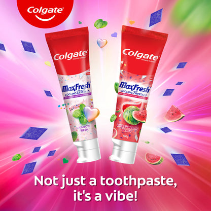 Colgate MaxFresh Watermelon Blast Gel Toothpaste – Ultrafreeze, Cooling Crystals, 100g | Vegan & Gluten-Free