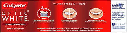 Colgate Optic White Advanced Teeth Whitening Toothpaste – Sparkling White 4.2 oz, 5 Pack (Total 21 oz)