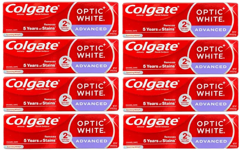 Colgate Optic White Advanced Toothpaste – Removes 5 Years of Stains, 0.75 oz (24 g) – Pack of 12