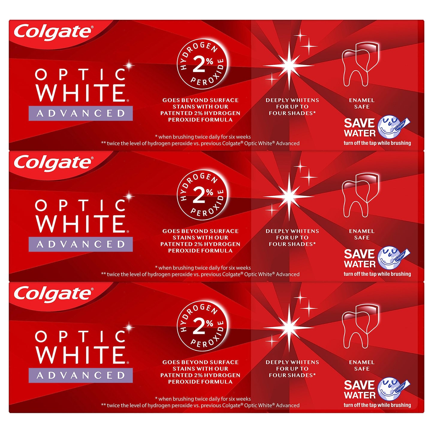 Colgate Optic White Advanced Vibrant Clean Toothpaste – 3.2 oz, 3-Pack