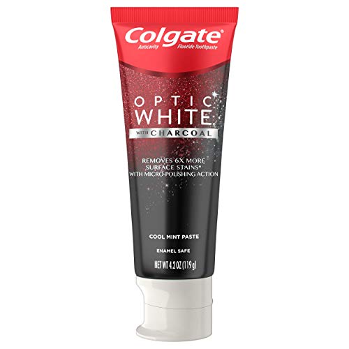 Colgate Optic White Charcoal Toothpaste, 3 Pack, Cool Mint - Enamel-Safe