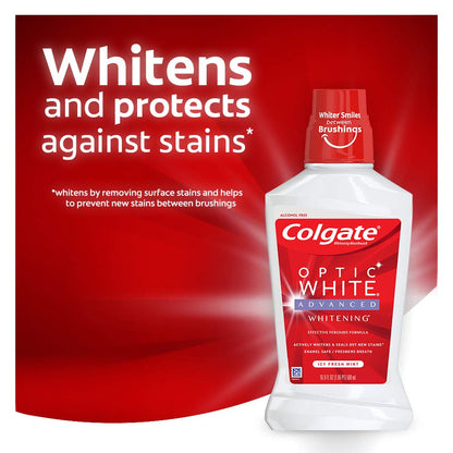 Colgate Optic White Whitening Mouthwash – Fresh Mint, 473 mL (16 fl oz)