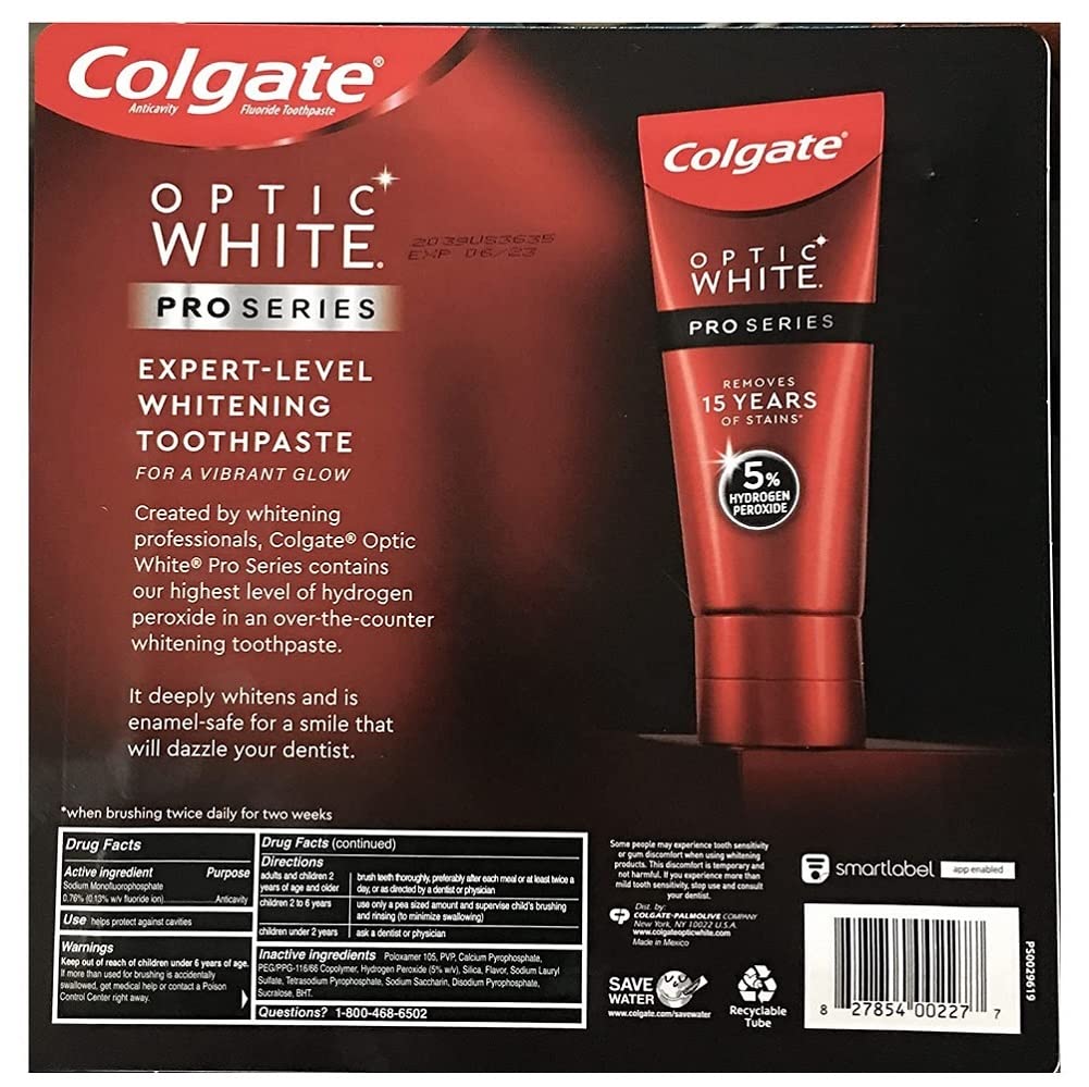 Colgate Optic White Pro Series Stain Shield Toothpaste 3.3 oz – Pack of 4