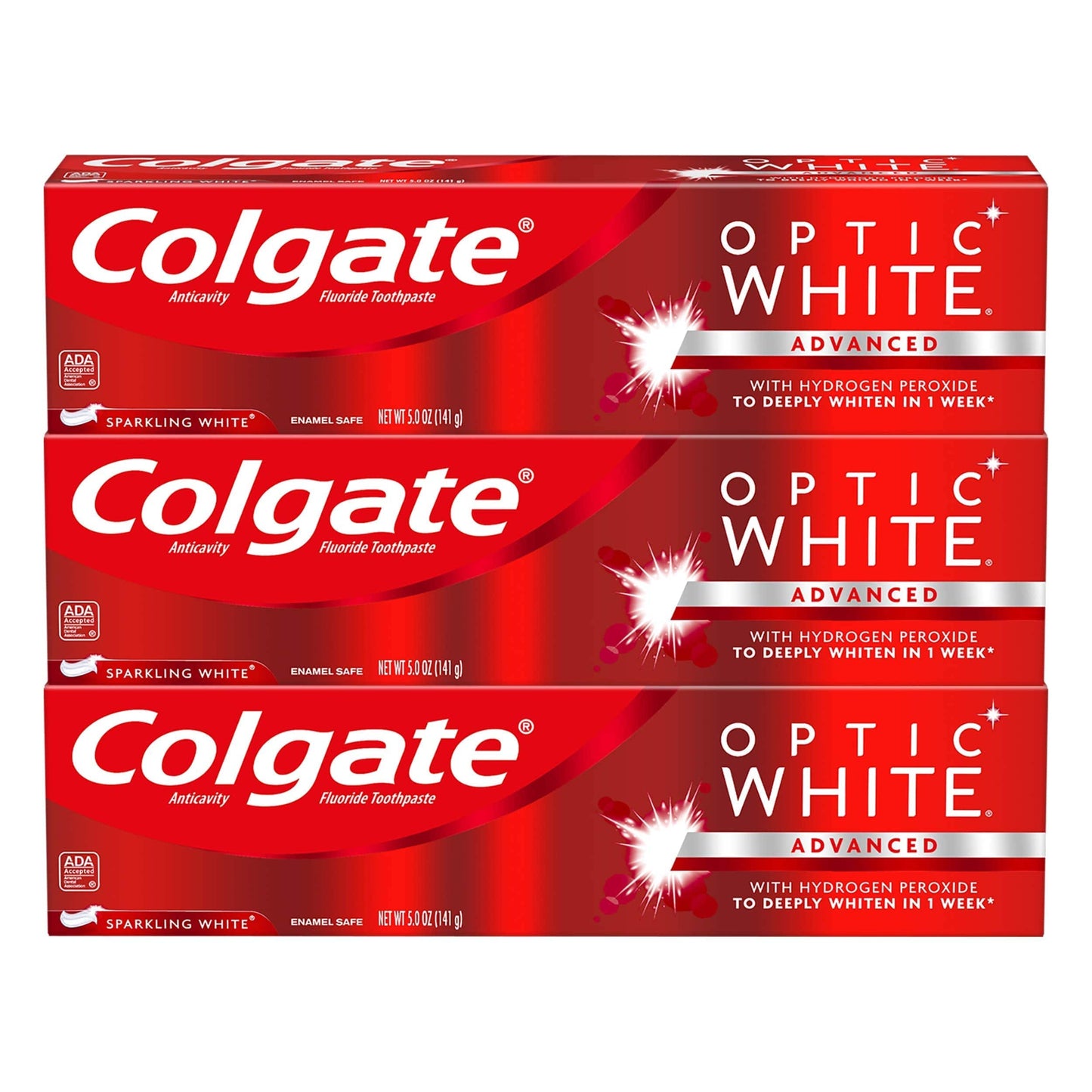 Colgate Optic White Whitening Toothpaste Sparkling Mint – 5 oz, 2 Pack