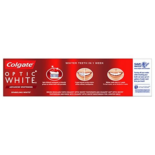Colgate Optic White Whitening Toothpaste Sparkling Mint – 5 oz, 2 Pack