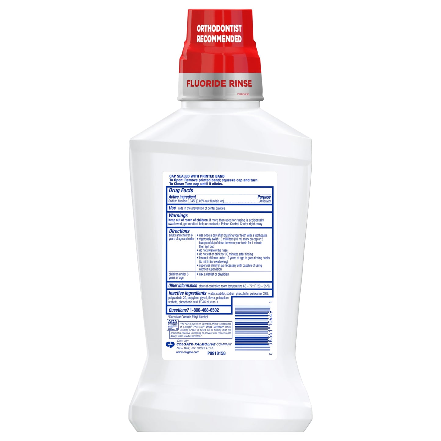 Colgate Ortho Defense Phos-Flur Mouthwash for Braces – Fluoride & Phosphate, Alcohol-Free, Mint, 16.9 fl oz