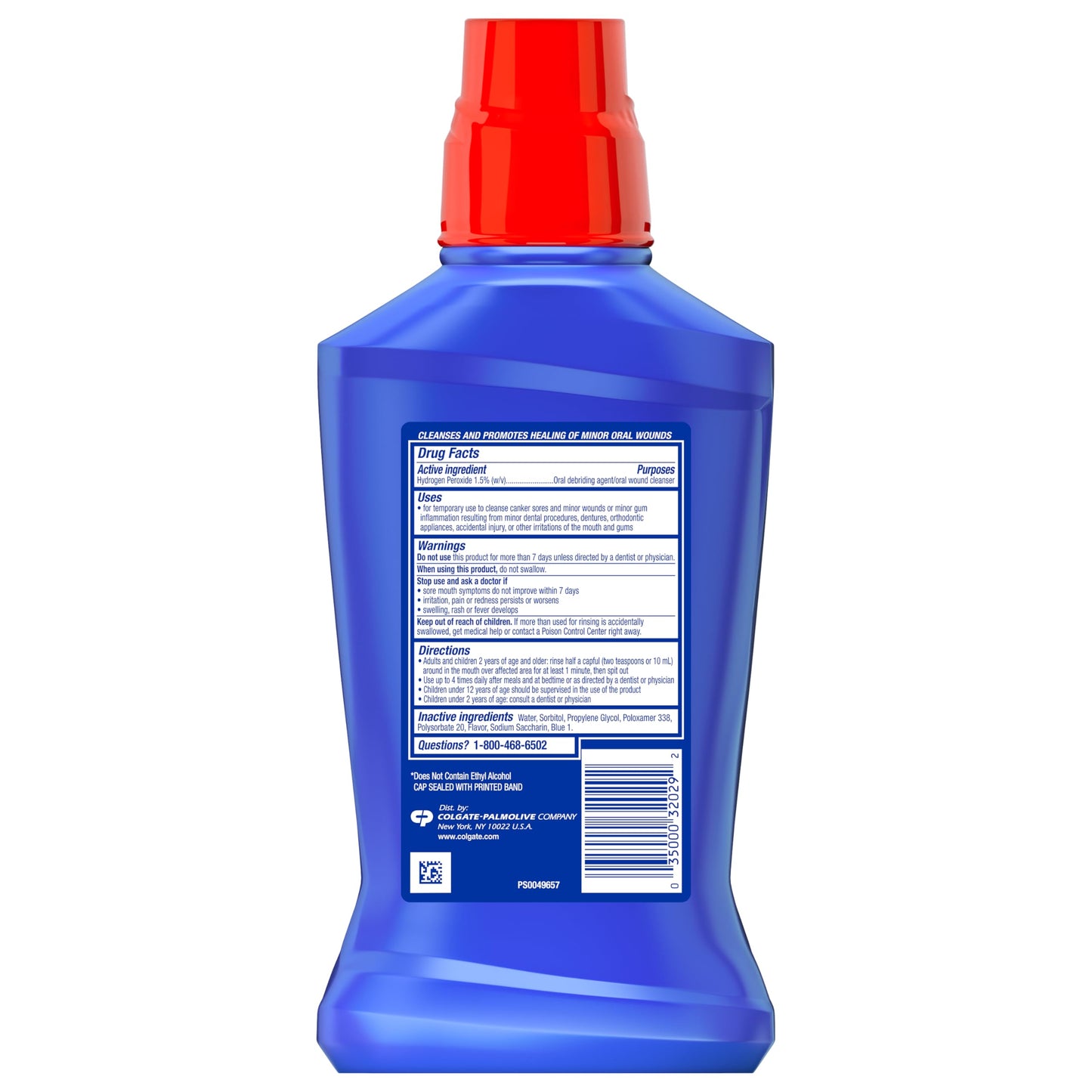 Colgate Peroxyl Antiseptic Mouthwash 1.5% Hydrogen Peroxide – 500ml (16.9 fl oz) Mild Mint