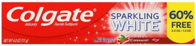 Colgate Sparkling White Cinnamint Toothpaste 4.0 oz (2 Pack) - Fluoride