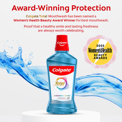 Colgate Total Alcohol Free Mouthwash – Peppermint, 1.0 L | No Alcohol, Gingivitis & Plaque Protection