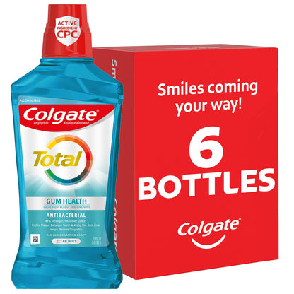 Colgate Total Gum Health Alcohol Free Mouthwash 1L – 6 Pack | ADA-Approved Mint