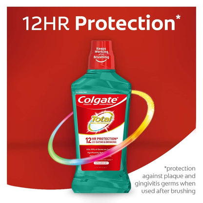 Colgate Total Pro-Shield Alcohol Free Mouthwash – Spearmint Surge, 500 mL (16.9 fl oz) Pack of 6