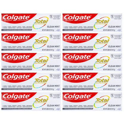 Colgate Total Toothpaste Travel Size – Clean Mint 0.88 oz (24.9 g) – Pack of 10
