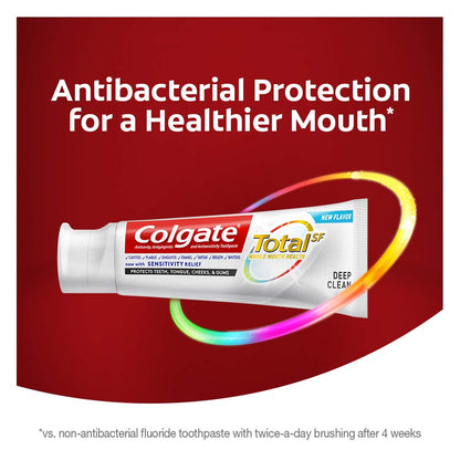 Colgate Total Toothpaste with Stannous Fluoride and Zinc – Deep Clean 5.1 oz (4 Pack) | Sensitivity Relief & Cavity Protection