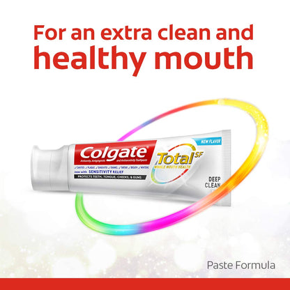 Colgate Total Toothpaste with Stannous Fluoride and Zinc – Deep Clean 5.1 oz (4 Pack) | Sensitivity Relief & Cavity Protection