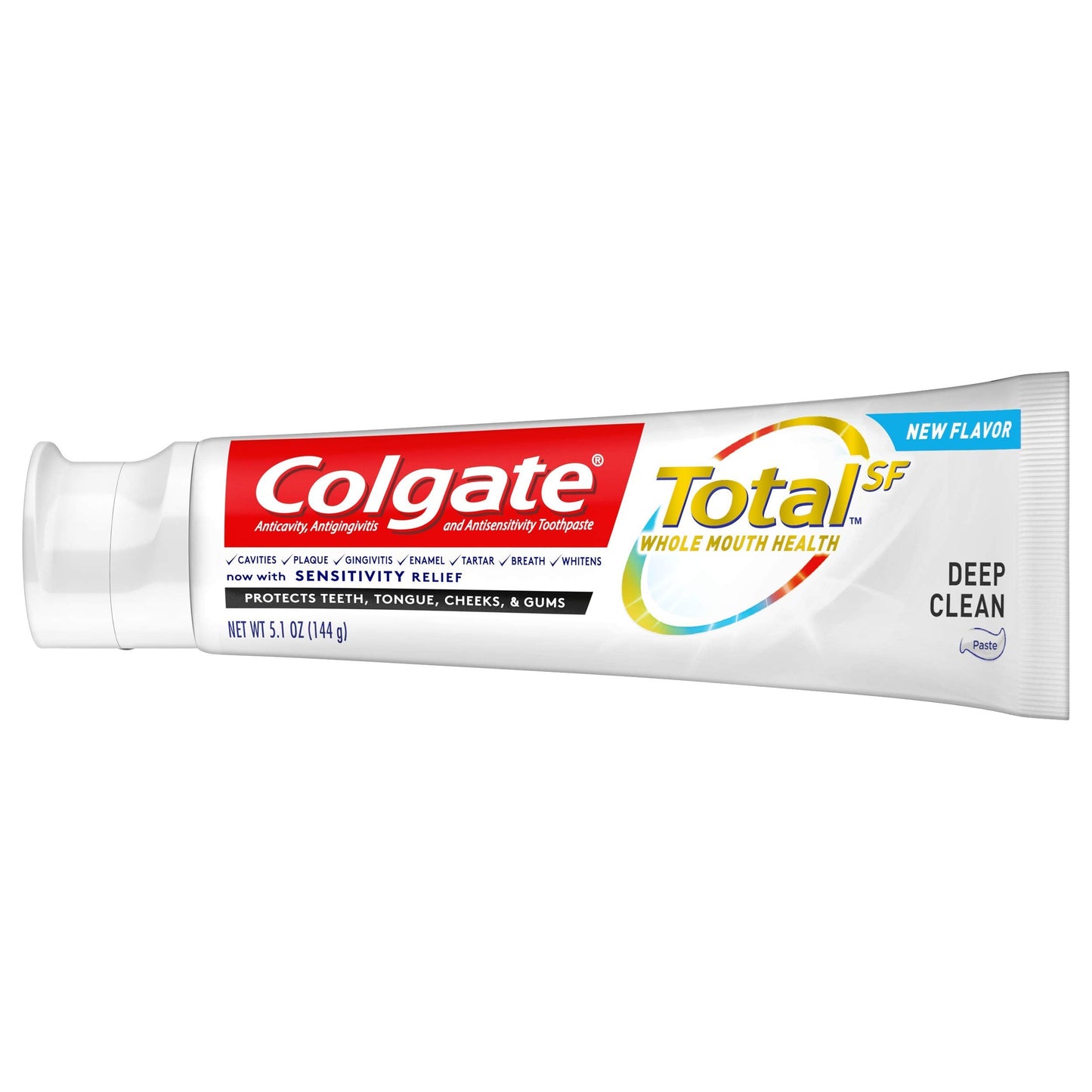 Colgate Total Toothpaste with Stannous Fluoride and Zinc – Deep Clean 5.1 oz (4 Pack) | Sensitivity Relief & Cavity Protection