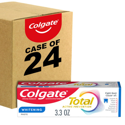 Colgate Total Whitening Toothpaste 24 Pack – Fresh Breath, Whiter Teeth, Sensitivity Relief