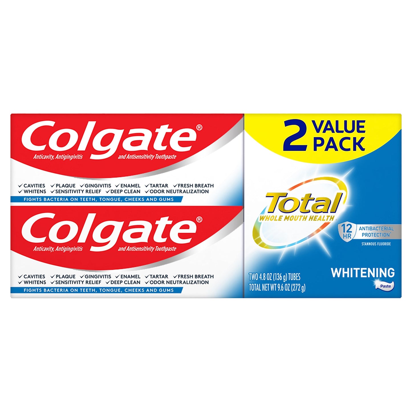 Colgate Total Whitening Toothpaste – 4.8 oz, 2 Count