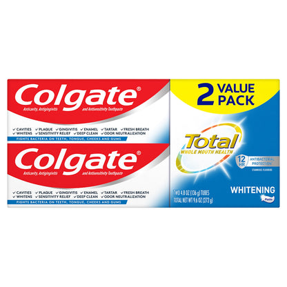 Colgate Total Whitening Toothpaste – 4.8 oz, 2 Count