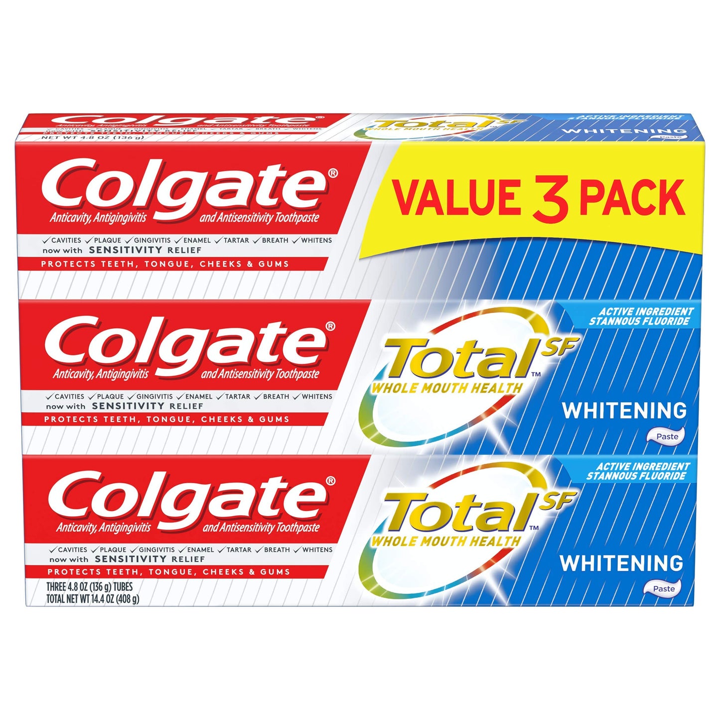 Colgate Total Whitening Toothpaste 4.8 oz (3 Pack) - Whole Mouth Health