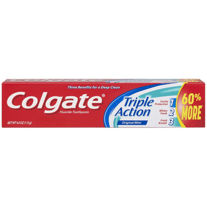 Colgate Triple Action Toothpaste Mint - 4 oz Pack of 6 | Deep Clean
