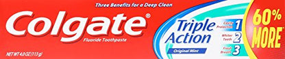 Colgate Triple Action Toothpaste Mint - 4 oz Pack of 6 | Deep Clean