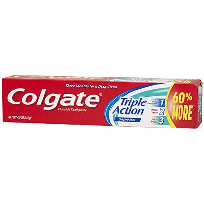 Colgate Triple Action Toothpaste Mint - 4 oz Pack of 6 | Deep Clean