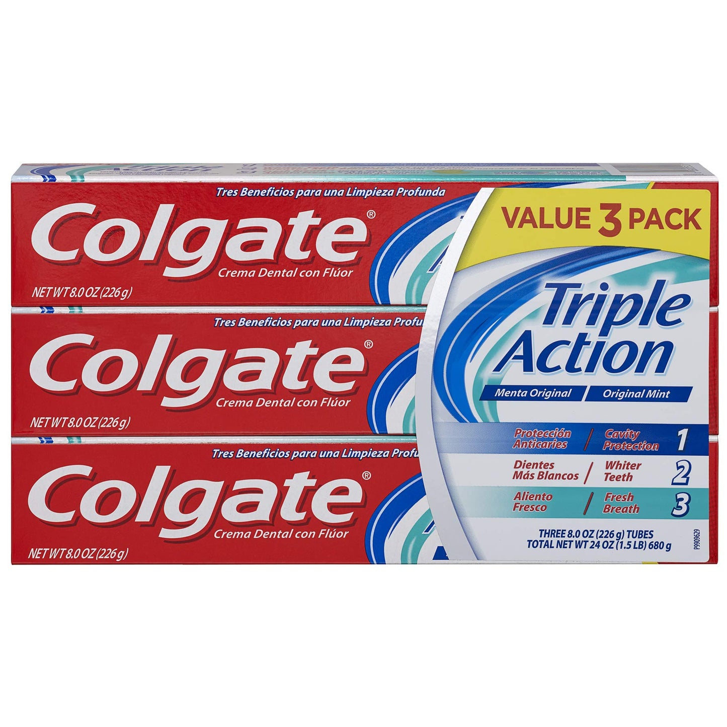 Colgate Triple Action Toothpaste, Mint – 8.0 oz (3 Pack)
