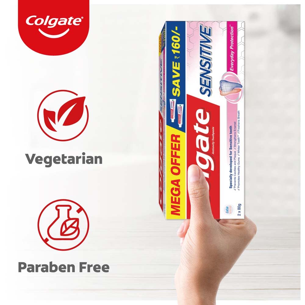 Colgate Sensitive Everyday Protection Toothpaste - 160g (2x80g) for Sensitive Teeth & Healthy Gums
