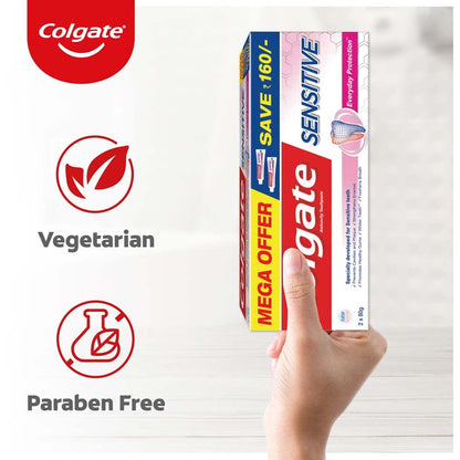 Colgate Sensitive Everyday Protection Toothpaste - 160g (2x80g) for Sensitive Teeth & Healthy Gums