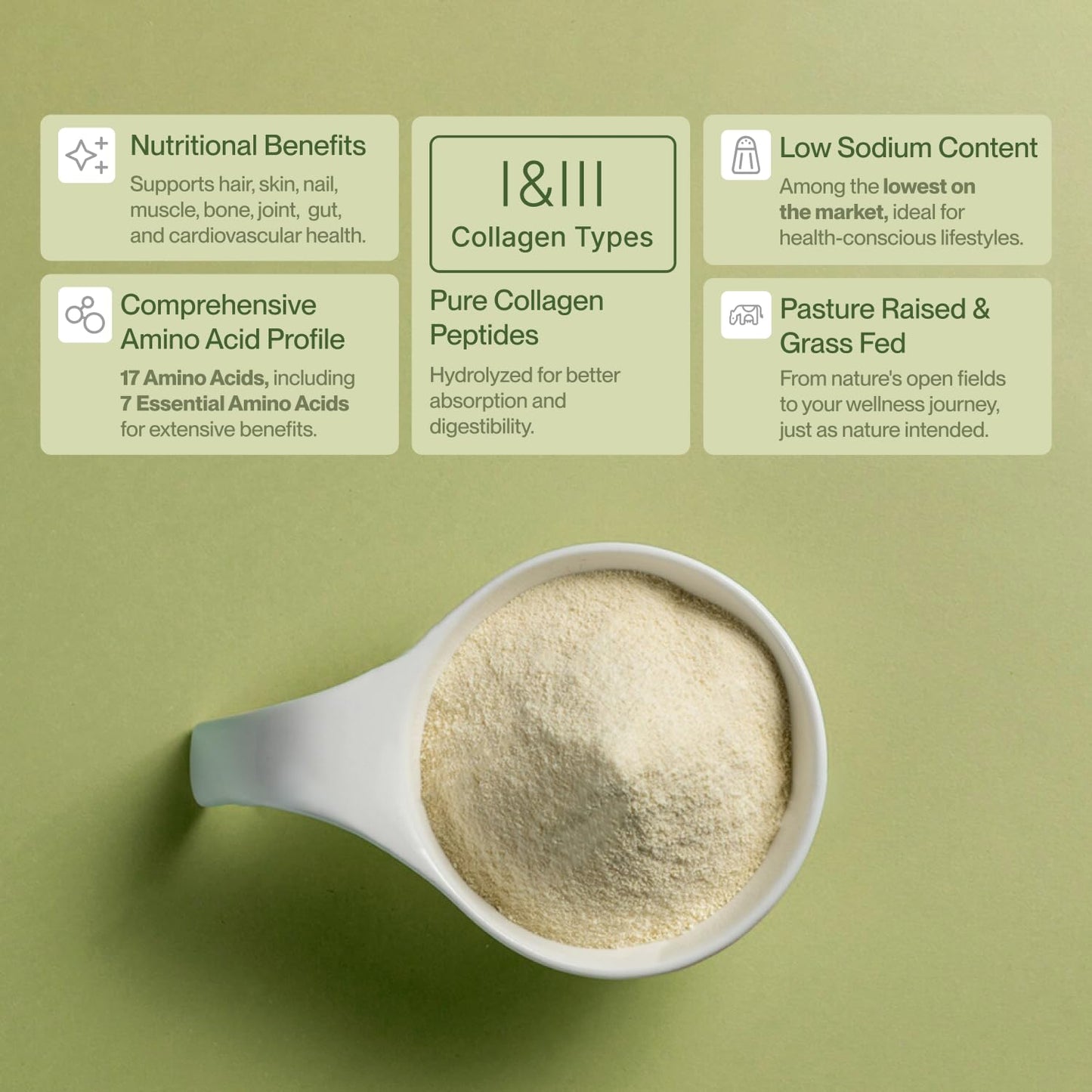 Colla Vita Collagen Peptides Powder – Grass-Fed, Hydrolyzed Type I & III, Unflavored 2 Pack (10 oz each, 30 Servings) | Hair, Skin, Nails & Joints