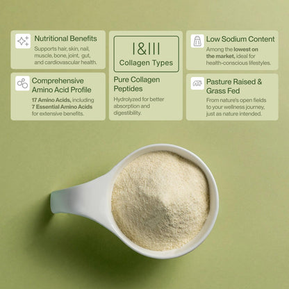 Colla Vita Collagen Peptides Powder – Grass-Fed, Hydrolyzed Type I & III, Unflavored 2 Pack (10 oz each, 30 Servings) | Hair, Skin, Nails & Joints
