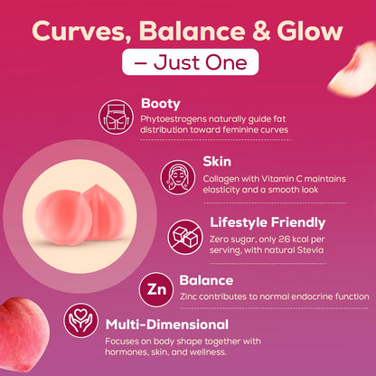 Booty Gummies for Women - BBL Gummies with Collagen & Herbal Blend | Peach Flavor