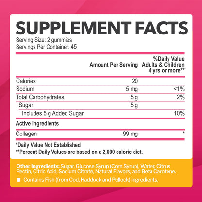 Collagen Gummies for Women & Men – Hydrolyzed Type I & III, 90 Gummies