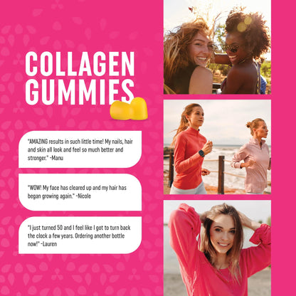 Collagen Gummies for Women – 200 mg Collagen + 2500 mcg Biotin, Vitamin C/E/Zinc | 60 Count | Non-GMO