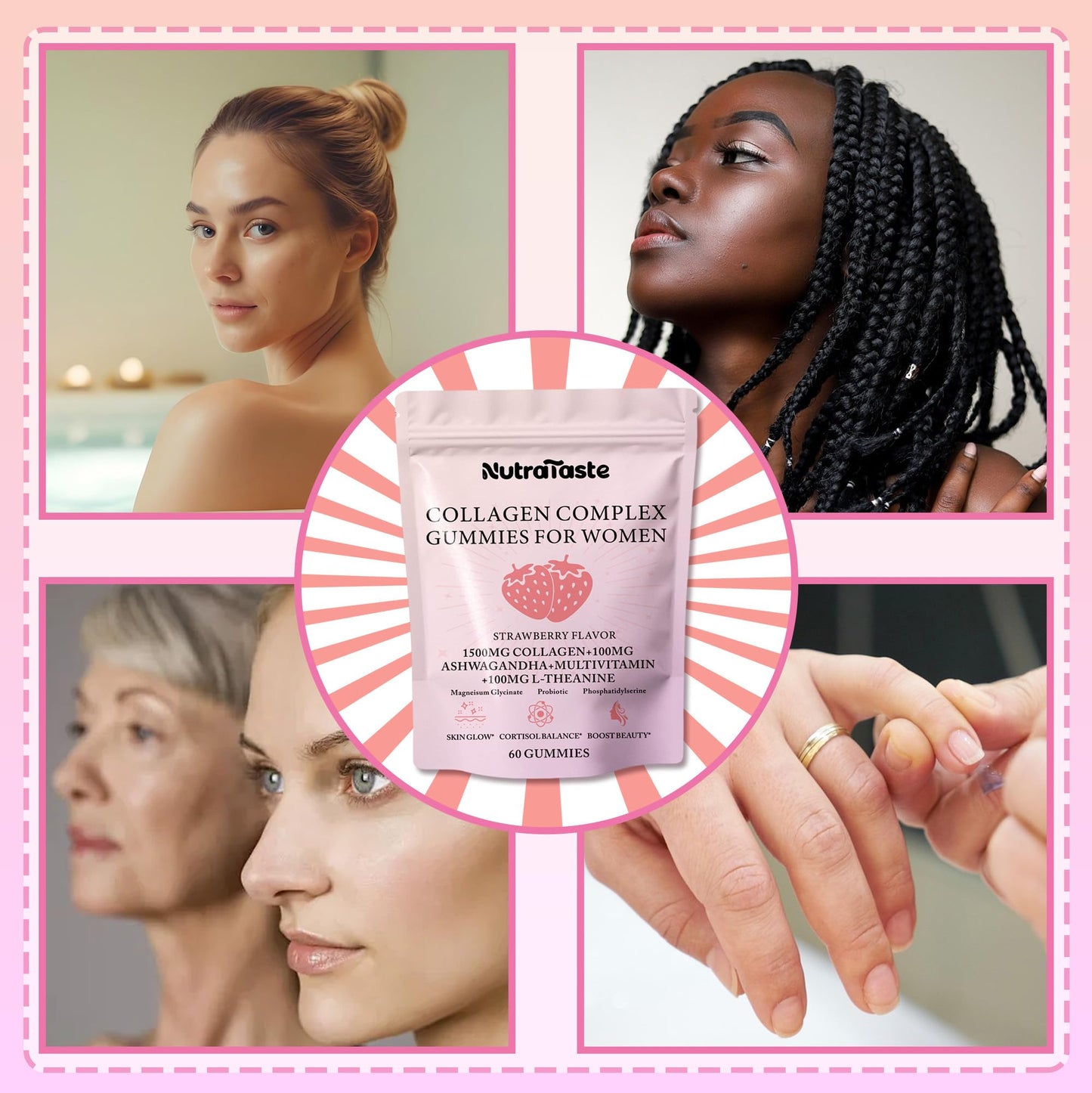 Collagen Gummies for Women - Strawberry | Biotin & Probiotics | 30 Servings