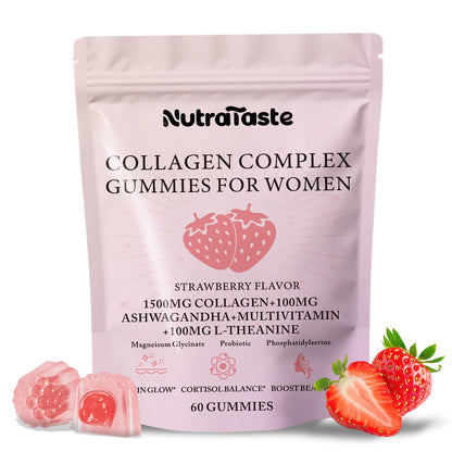Collagen Gummies for Women - Strawberry | Biotin & Probiotics | 30 Servings