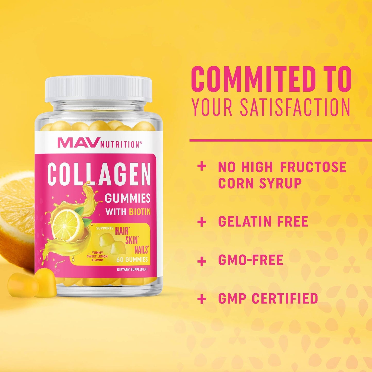 Collagen Gummies for Women – 200 mg Collagen + 2500 mcg Biotin, Vitamin C/E/Zinc | 60 Count | Non-GMO