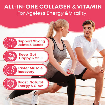 Collagen Peptide Gummies – Sugar Free for Hair, Skin, Nails (60 Count)