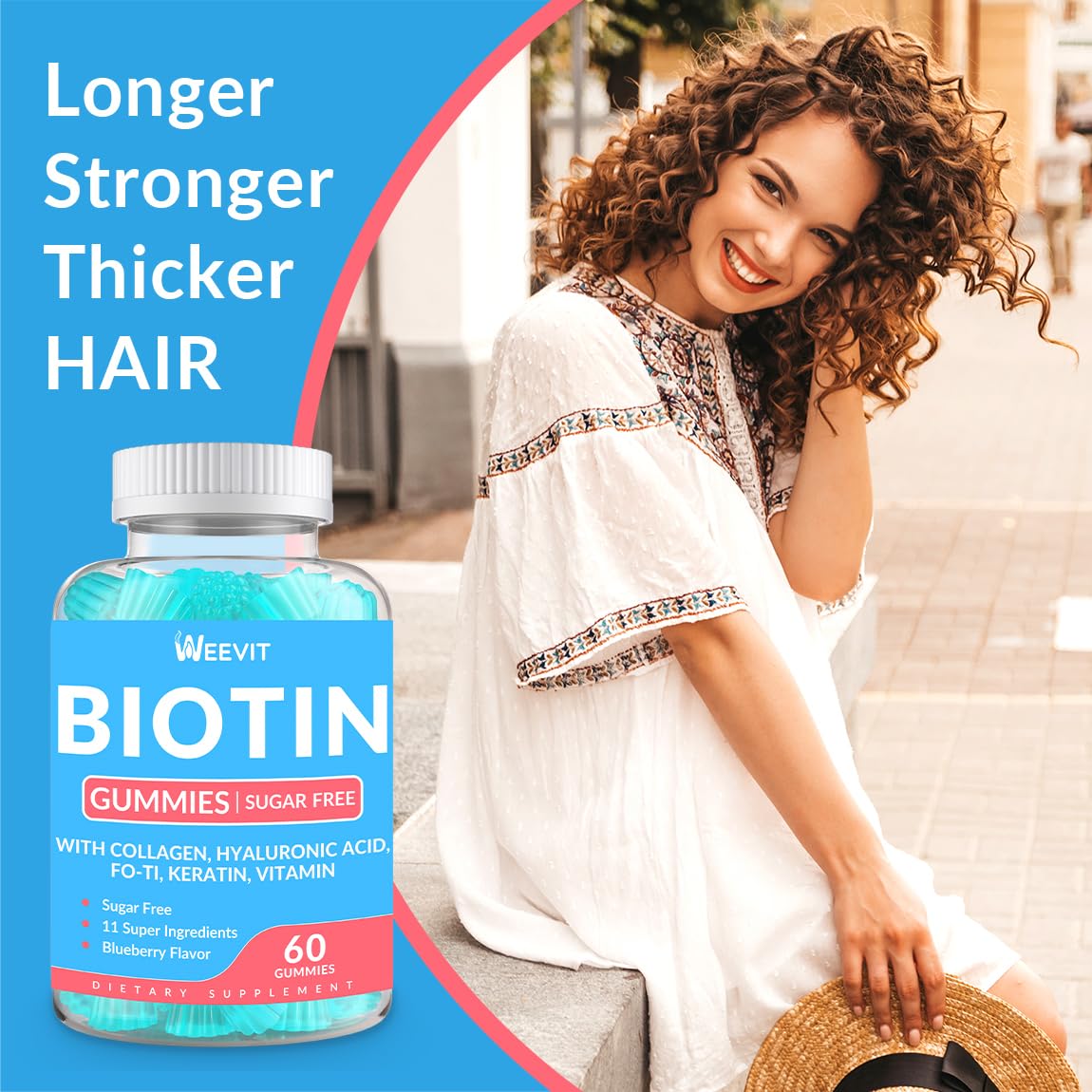 Biotin Gummies for Hair, Nails & Skin – Sugar Free, Gluten Free | Collagen & Biotin Vitamins